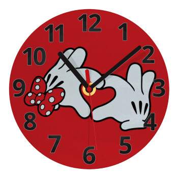 Love hands, Ρολόι τοίχου γυάλινο (20cm)