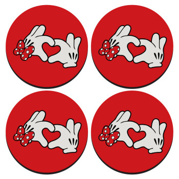 Love hands, SET of 4 round wooden coasters (9cm)