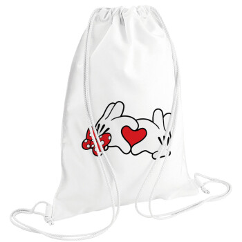 Love hands, Τσάντα πλάτης πουγκί GYMBAG λευκή (28x40cm)