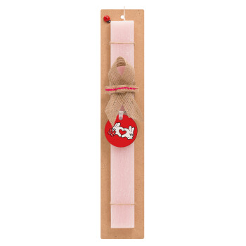 Love hands, Easter Set, wooden keychain & scented flat Easter candle (30cm) (PINK)