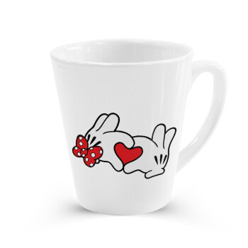 Love hands, Κούπα κωνική Latte Λευκή, κεραμική, 300ml