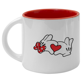 Love hands, Κούπα κεραμική 400ml Λευκή/Κόκκινη