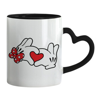 Love hands, Mug heart black handle, ceramic, 330ml