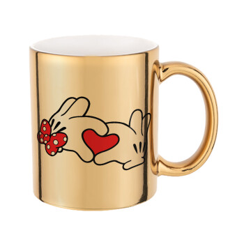 Love hands, Mug ceramic, gold mirror, 330ml