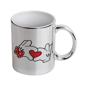 Love hands, Mug ceramic, silver mirror, 330ml