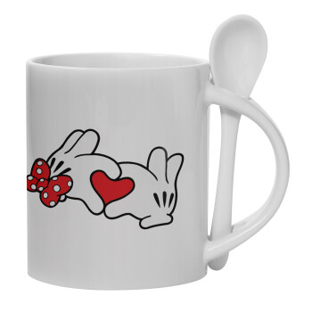 Love hands, Ceramic coffee mug with Spoon, 330ml (1pcs)