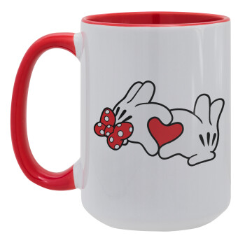 Love hands, Κούπα Mega 15oz, κεραμική Κόκκινη, 450ml