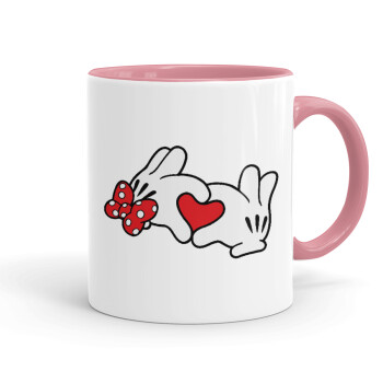Love hands, Mug colored pink, ceramic, 330ml