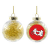 Transparent Christmas tree ball ornament with gold filling 8cm