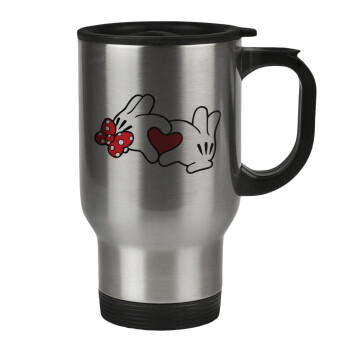 Love hands, Κούπα ταξιδιού ανοξείδωτη με καπάκι, διπλού τοιχώματος (θερμό) 450ml