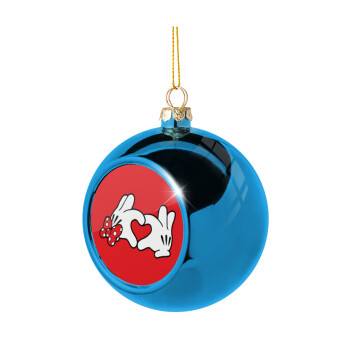 Love hands, Blue Christmas tree ball ornament 8cm