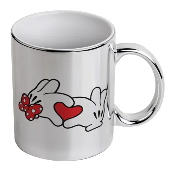 Love hands, Mug ceramic, silver mirror, 330ml
