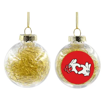 Love hands, Transparent Christmas tree ball ornament with gold filling 8cm
