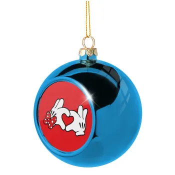 Love hands, Blue Christmas tree ball ornament 8cm