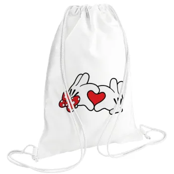 Love hands, Backpack pouch GYMBAG white (28x40cm)