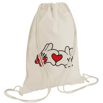 Love hands, Τσάντα πλάτης πουγκί GYMBAG natural (28x40cm)