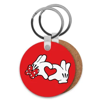 Love hands, Μπρελόκ Ξύλινο στρογγυλό MDF Φ5cm