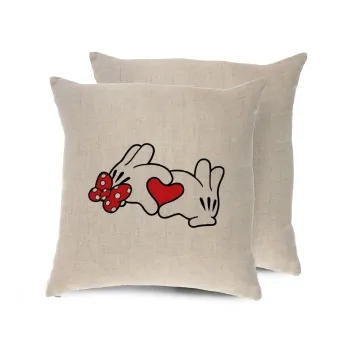Love hands, Μαξιλάρι καναπέ ΛΙΝΟ 40x40cm περιέχεται το  γέμισμα