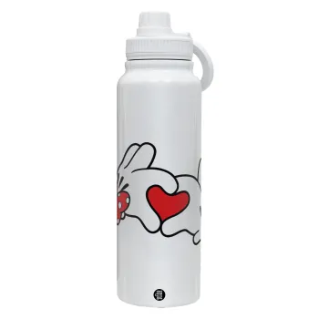 Love hands, Θερμός 1L Ανοξείδωτο με Βάση Κινητού & Διπλά Τοιχώματα