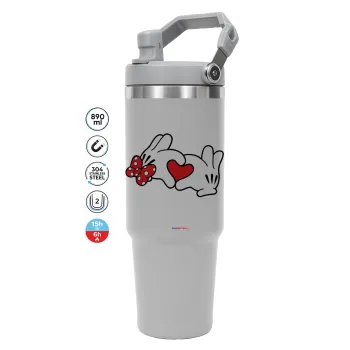 Love hands, GREY color, 890ml (30oz) stainless Steel Tumbler with Handle