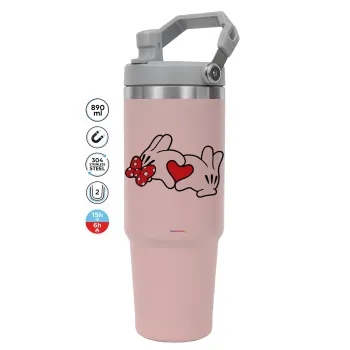 Love hands, Pink color, 890ml (30oz) stainless Steel Tumbler with Handle