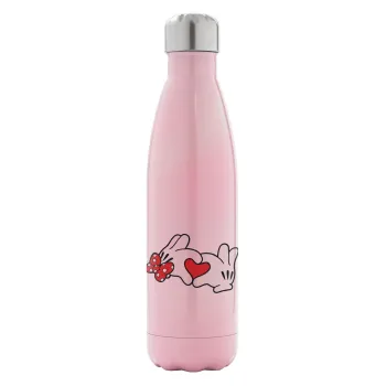 Love hands, Metal mug thermos Pink Iridiscent (Stainless steel), double wall, 500ml