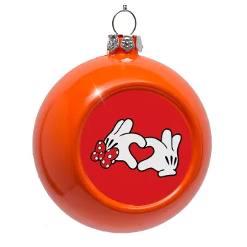 Love hands, Στολίδι Χριστουγεννιάτικη μπάλα δένδρου Πορτοκαλί 8cm