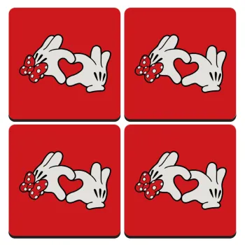 Love hands, ΣΕΤ 4 Σουβέρ ξύλινα τετράγωνα (9cm)