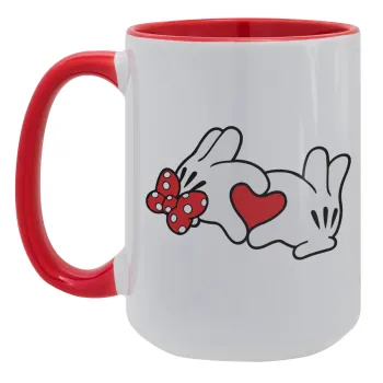Love hands, Κούπα Mega 15oz, κεραμική Κόκκινη, 450ml
