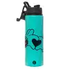 Metallic water bottle with safety lid, 850ml aluminum