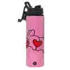 Metallic water bottle with safety lid, 850ml aluminum