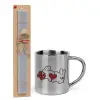 Easter Set, metallic thermal cup (300ml) & Easter aromatic flat candle (30cm) (GRAY)