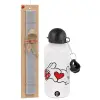 Easter Set, metallic aluminum water bottle (500ml) & aromatic flat Easter candle (30cm) (GRAY)
