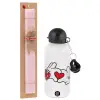 Easter Set, metallic aluminum bottle (500ml) & aromatic flat Easter candle (30cm) (PINK)