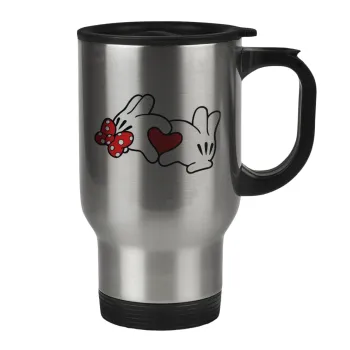 Love hands, Stainless steel travel mug with lid, double wall 450ml