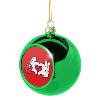 Love hands, Green Christmas tree ornament ball 8cm