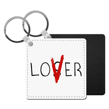 IT Lov(s)er, Μπρελόκ Δερματίνη, τετράγωνο ΜΑΥΡΟ (5x5cm)