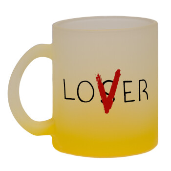 IT Lov(s)er, Κούπα γυάλινη δίχρωμη με βάση το κίτρινο ματ, 330ml