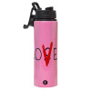 Metallic water bottle with safety lid, 850ml aluminum