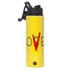 Metallic water bottle with safety lid, 850ml aluminum