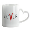 Mug heart handle, ceramic, 330ml