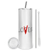Tumbler stainless steel 600ml, with metal straw & cleaning brush