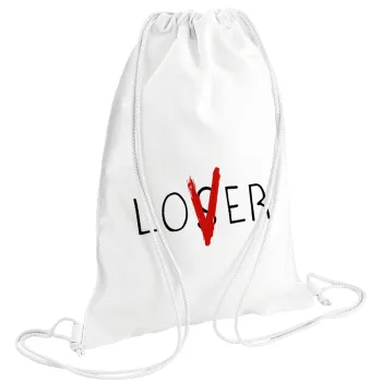 IT Lov(s)er, Τσάντα πλάτης πουγκί GYMBAG λευκή (28x40cm)