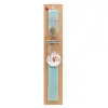 Easter Set, wooden keychain & aromatic flat Easter candle (30cm) (TURQUOISE)