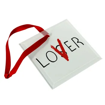 IT Lov(s)er, Στολίδι Χριστουγεννιάτικο στολίδι γυάλινο τετράγωνο 9x9cm