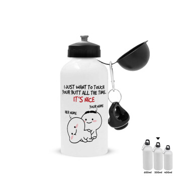 I Just Want To Touch Your Butt All The Time, Metal water bottle, White, aluminum 500ml