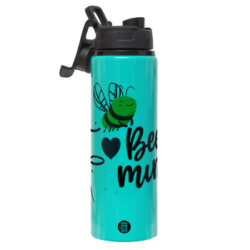 Bee mine!!!, Μεταλλικό παγούρι νερού με καπάκι ασφαλείας, αλουμινίου 850ml