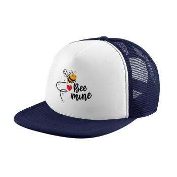 Bee mine!!!, Καπέλο Ενηλίκων Soft Trucker με Δίχτυ Dark Blue/White (POLYESTER, ΕΝΗΛΙΚΩΝ, UNISEX, ONE SIZE)