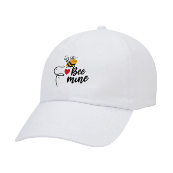 Bee mine!!!, Καπέλο Ενηλίκων Baseball Λευκό 5-φύλλο (POLYESTER, ΕΝΗΛΙΚΩΝ, UNISEX, ONE SIZE)