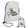 Bee mine!!!, Τσάντα πουγκί με μαύρα κορδόνια 45χ35cm (1 τεμάχιο)